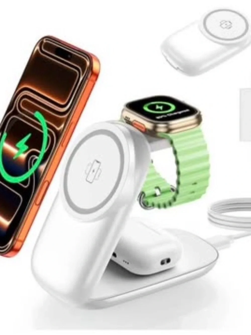 NEW - 3-in-1 Wireless Charging Station for iphone,Foldable Magnetic Stand